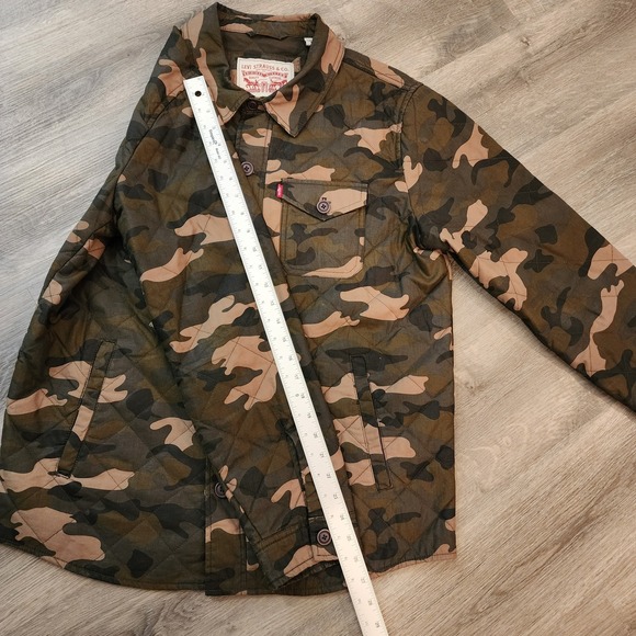 Levi's Men's M Camo Quilted Shirt Jacket Trucker Diamond Stitch Zip Shacket - Picture 15 of 16